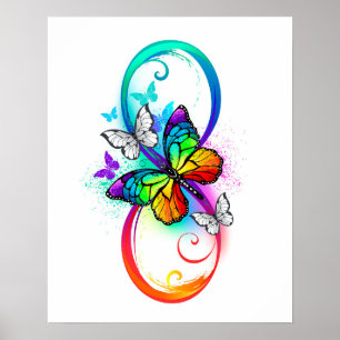 Bright infinity with rainbow butterfly poster