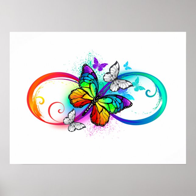 Bright infinity with rainbow butterfly poster (Front)