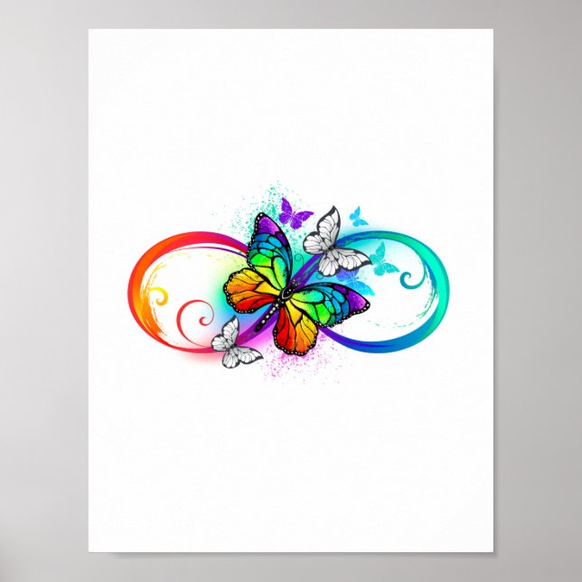 Bright infinity with rainbow butterfly poster (Front)