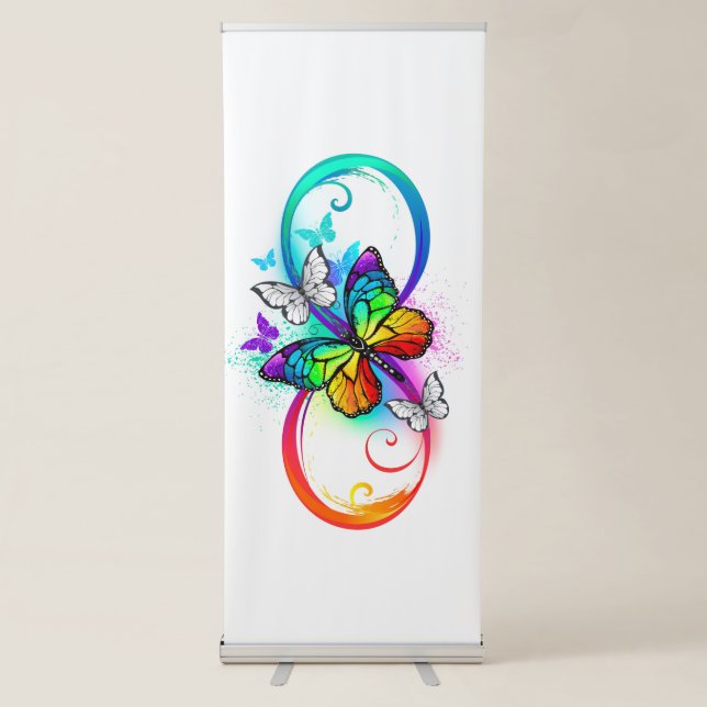 Bright infinity with rainbow butterfly retractable banner (Front)