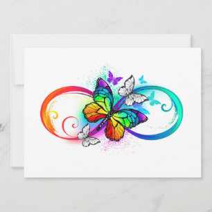 Bright infinity with rainbow butterfly save the date