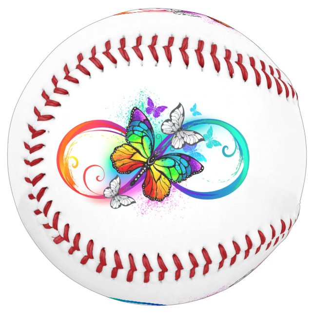 Bright infinity with rainbow butterfly softball (Front Left)