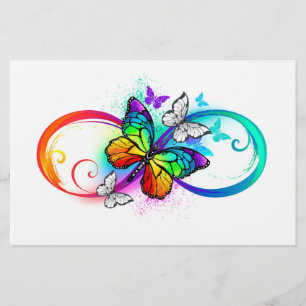 Bright infinity with rainbow butterfly stationery