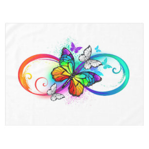Bright infinity with rainbow butterfly tablecloth