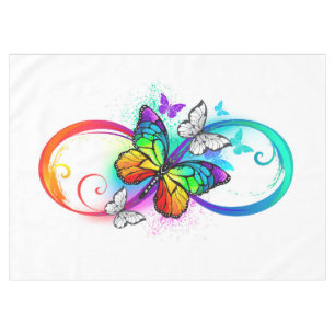 Bright infinity with rainbow butterfly  tablecloth