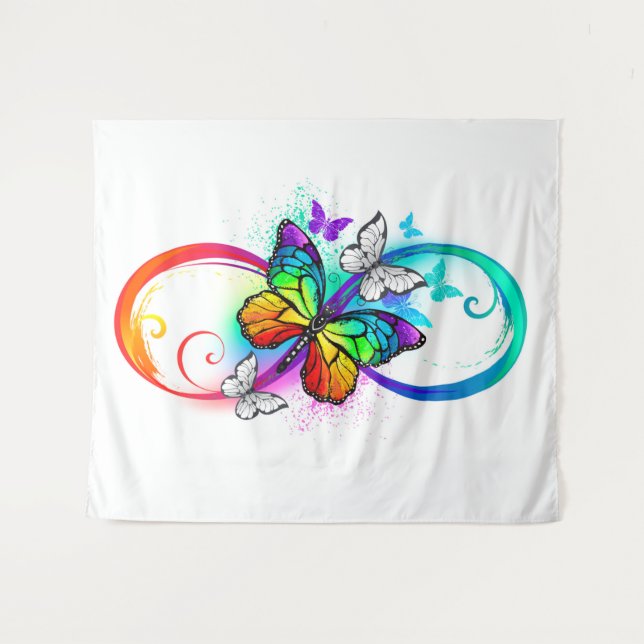 Bright infinity with rainbow butterfly tapestry (Front (Horizontal))