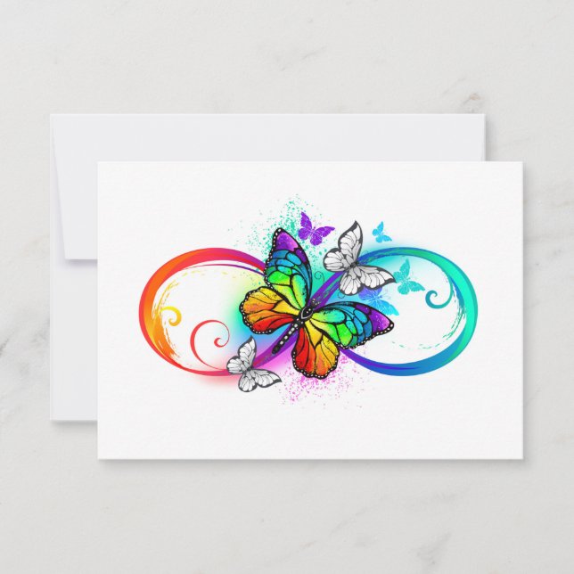 Bright infinity with rainbow butterfly thank you card (Front)