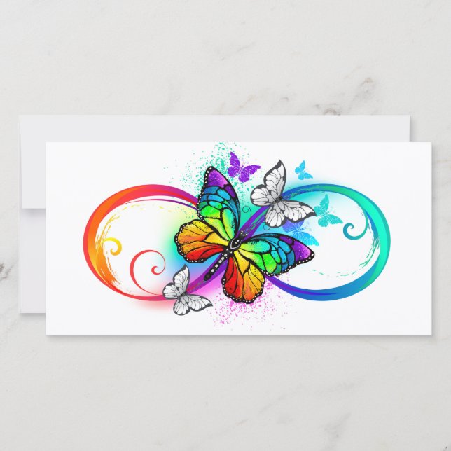 Bright infinity with rainbow butterfly thank you card (Front)