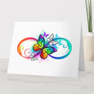 Bright infinity with rainbow butterfly thank you card