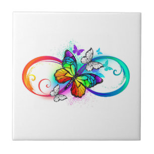 Bright infinity with rainbow butterfly tile