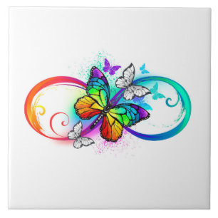 Bright infinity with rainbow butterfly tile