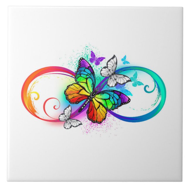 Bright infinity with rainbow butterfly tile (Front)