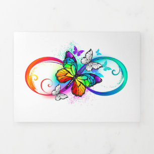 Bright infinity with rainbow butterfly Tri-Fold invitation