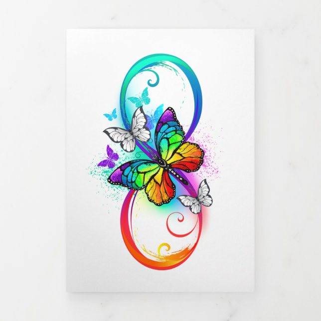 Bright infinity with rainbow butterfly Tri-Fold invitation (Cover)