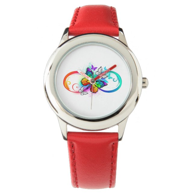 Bright infinity with rainbow butterfly watch (Front)