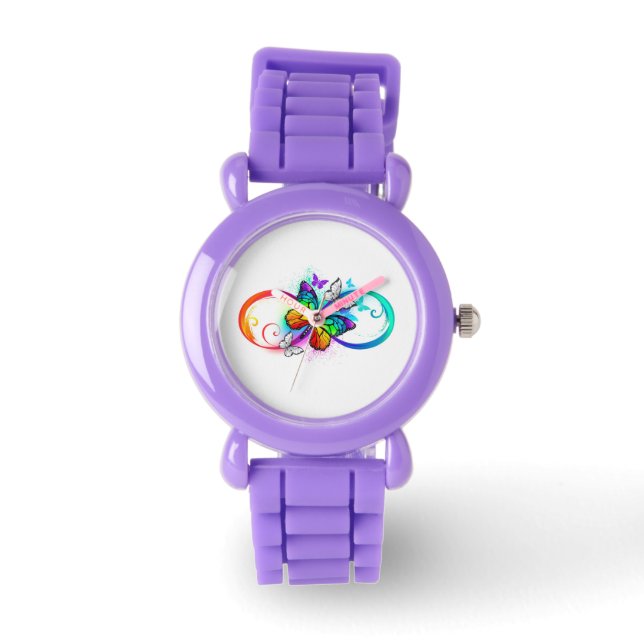 Bright infinity with rainbow butterfly watch (Front)