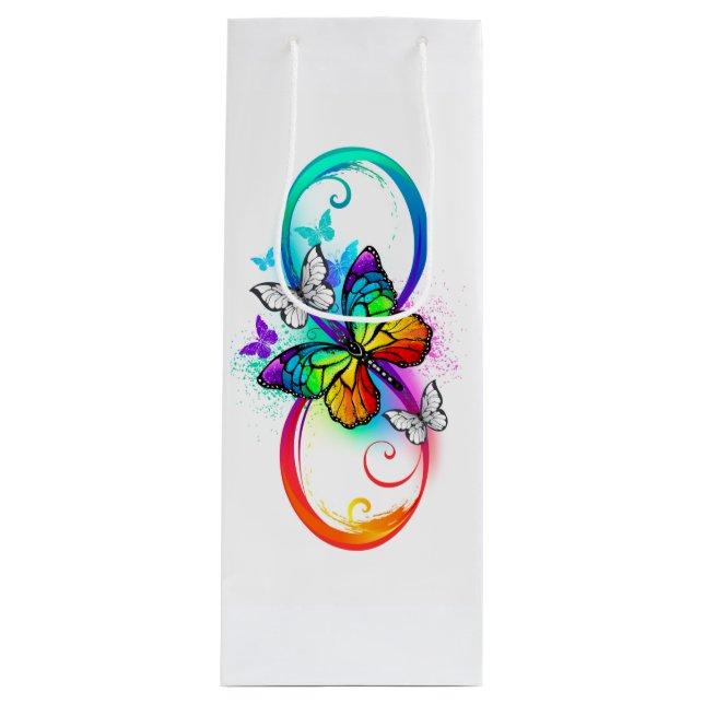 Bright infinity with rainbow butterfly  wine gift bag (Front)