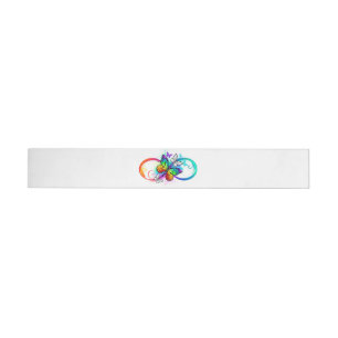 Bright infinity with rainbow butterfly wrap around label