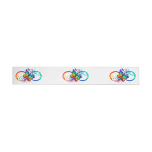 Bright infinity with rainbow butterfly wraparound address label