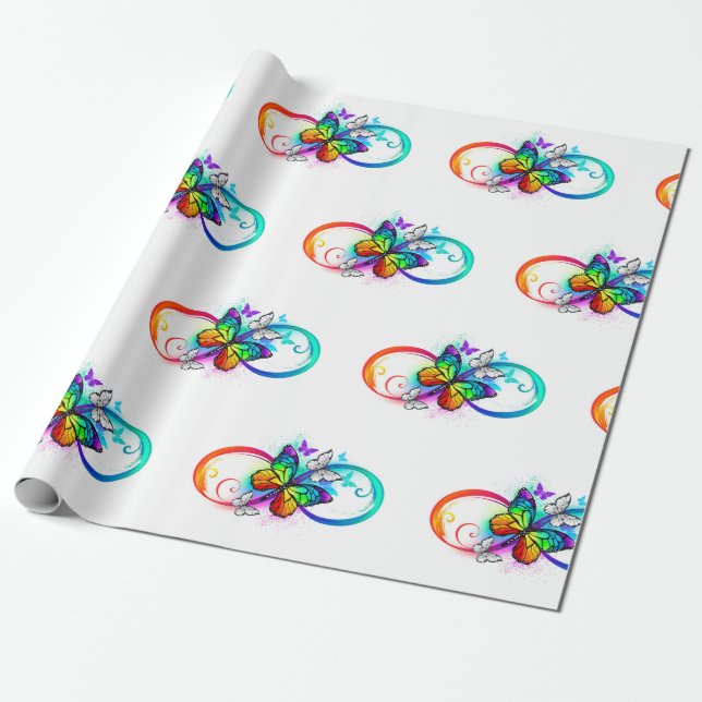 Bright infinity with rainbow butterfly wrapping paper (Unrolled)
