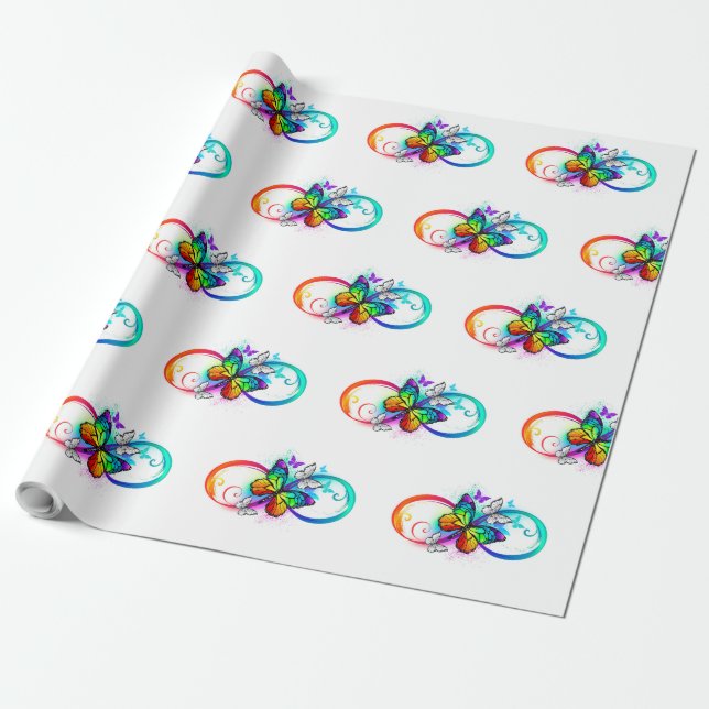 Bright infinity with rainbow butterfly wrapping paper (Unrolled)