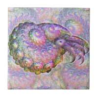Bright Iridescent Fractal Nautilus Composite Art