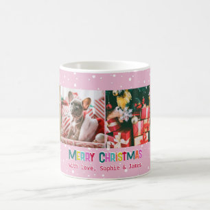 Bright & Joyful Merry Christmas 4 Photo Collage Coffee Mug
