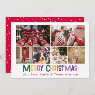 Bright & Joyful Merry Christmas 6 Custom Photo Holiday Card