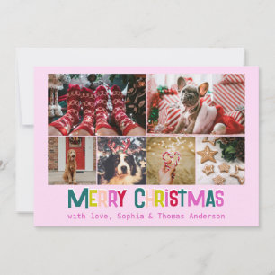 Bright & Joyful Merry Christmas 6 Custom Photo Holiday Card