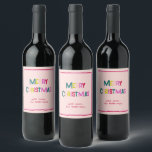 Bright & Joyful Merry Christmas Blush Pink Wine Label<br><div class="desc">Send your holiday greetings with this Wine Label that radiates cheerful and festive spirit. Customise it by clicking the "Personalise" button. Featuring colourful "Merry Christmas" text, this design adds a touch of joy and fun to your holiday message. Perfect for anyone seeking a chic and vibrant way to spread holiday...</div>
