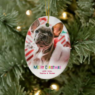 Bright & Joyful Merry Christmas Photo Ceramic Tree Decoration