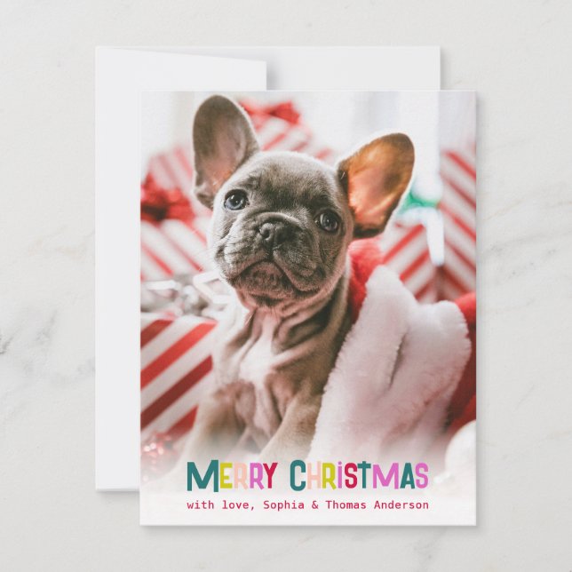 Bright & Joyful Merry Christmas Photo  Holiday Card (Front)