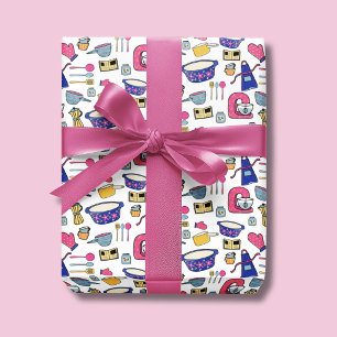 Bright Kitchen Utensils Chef Baker pattern Wrappin Wrapping Paper Sheet
