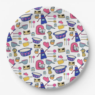 Bright Kitchen Utensils Chef Cake Baker  Paper Plate