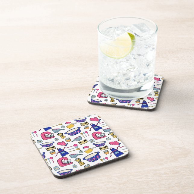 Bright Kitchen Utensils Cook Cake Maker Coaster (Right Side)