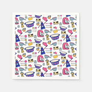 Bright Kitchen Utensils pattern Chef Cake Baker Napkin