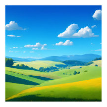 bright landscape with rolling hills