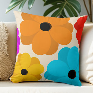 Bright Large Flower Floral Contemporary Cushion