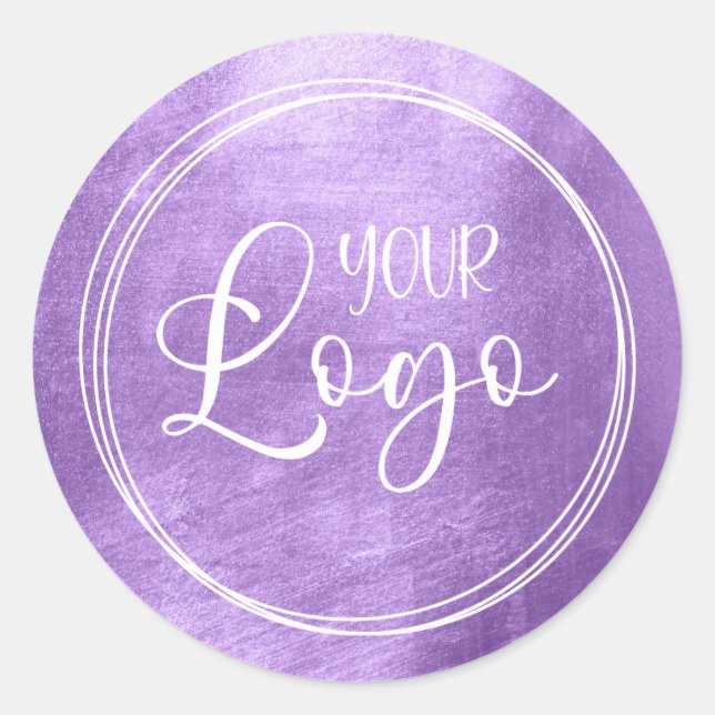 Bright Lavender Shiny Faux Foil for Your Logo Classic Round Sticker (Front)