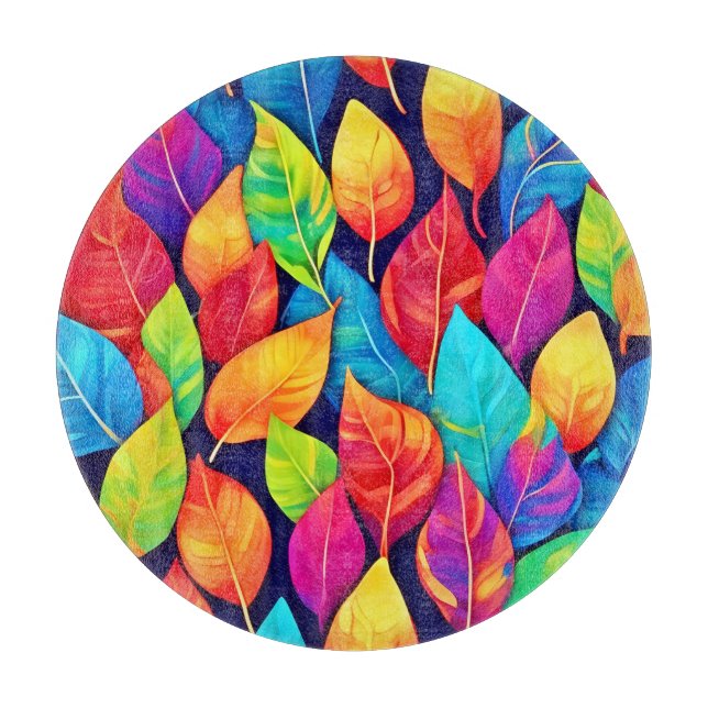 Bright Leaf Artwork Cutting Board (Front)