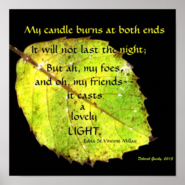 Bright Leaf of Greenish Gold against black Poster (Front)