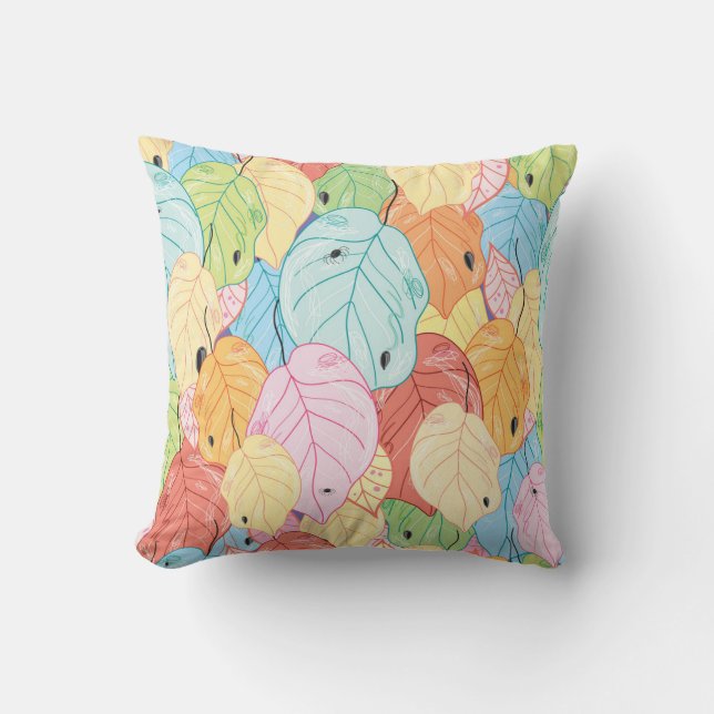 Bright Leaf Texture: Nature Inspired. Cushion (Front)