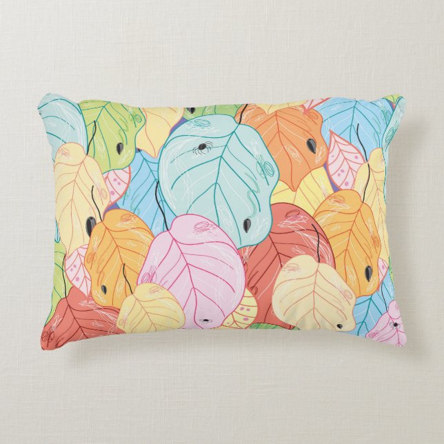 Bright Leaf Texture: Nature Inspired. Decorative Cushion (Front)
