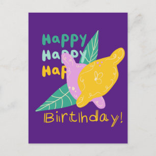 Bright Lemon Art Happy Birthday Lettering  Postcard