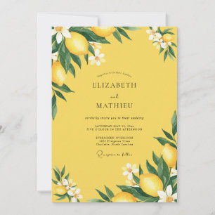 Bright Lemon Citrus Eucalyptus Wedding Invitation