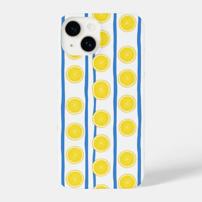 Bright Lemon Slice & Blue Stripe Case (Back)