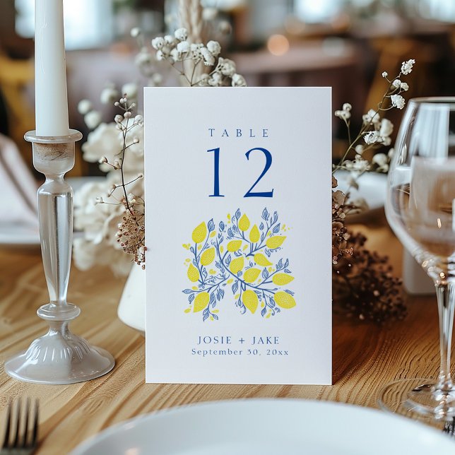 Bright lemon vines Table Number Seating Chart (Bright lemon vines Table Number wedding reception Seating Chart)