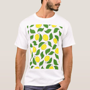 Bright Lemons Green Leaves Pattern T-Shirt