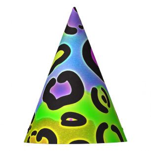Bright Leopard Cheetah Print Jungle Birthday Party Hat