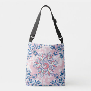 Bright Life Floral Pattern in Pink and Blue Crossbody Bag